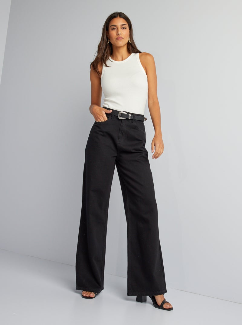 Wide-Leg-Jeans - L32 Schwarz - Kiabi