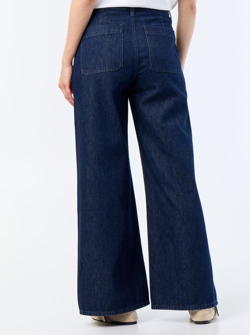 Wide-Leg Jeans aus Rohdenim mit goldenen Knöpfen - Kiabi