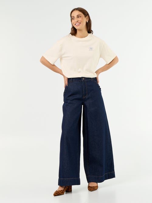 Wide-Leg-Jeans mit ausgeschnittenen Taschen - Kiabi