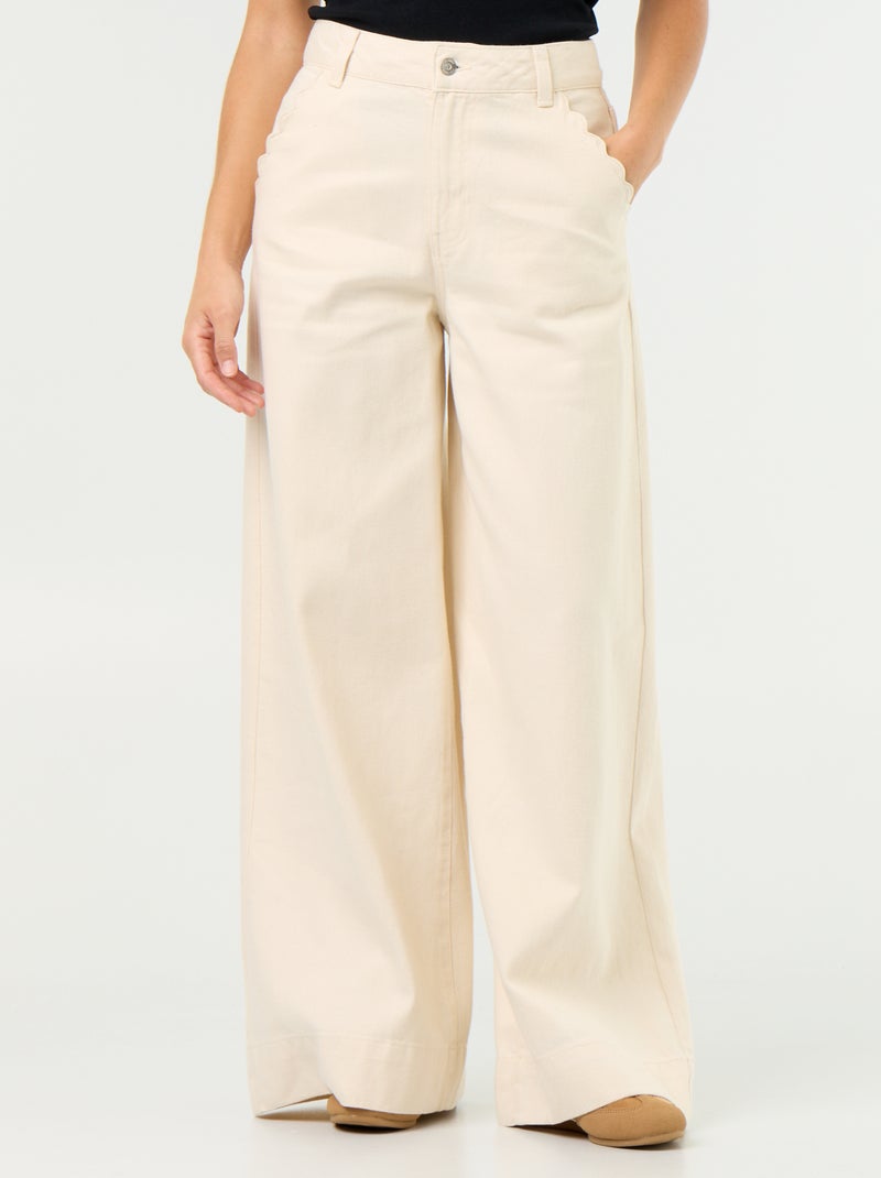 Wide-Leg-Jeans mit ausgeschnittenen Taschen Weiß - Kiabi