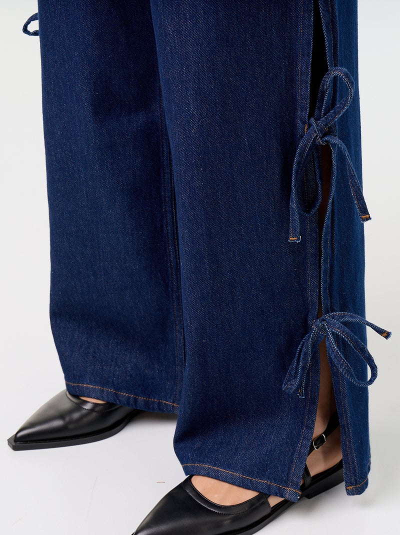 Wide-Leg-Jeans mit dekorativen Schleifen am Beinabschluss Bleu - Kiabi