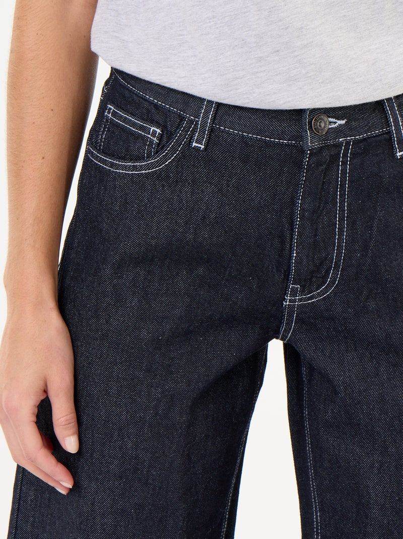 Wide-Leg-Jeans mit gestickten Sternen auf den Gesässtaschen Bleu - Kiabi