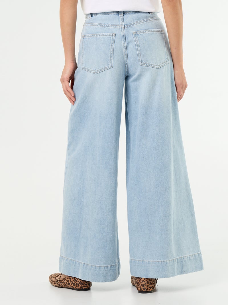 Wide-Leg-Jeans mit gewellten Taschenausschnitten Blau - Kiabi