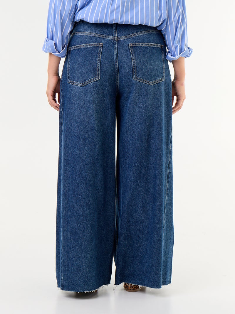 Wide-Leg-Jeans mit offener Kante Bleu - Kiabi