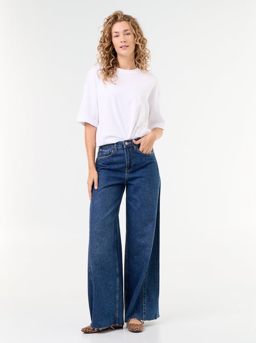 Wide Leg Jeans mit offener Kante - Kiabi