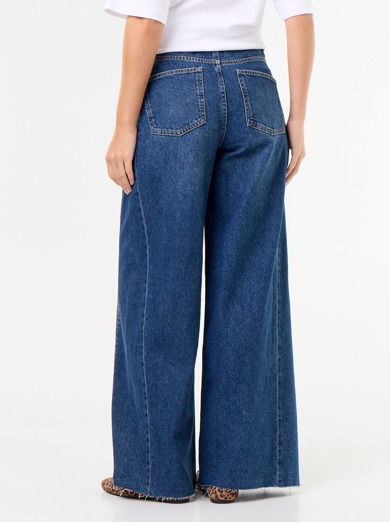 Wide Leg Jeans mit offener Kante Bleu - Kiabi