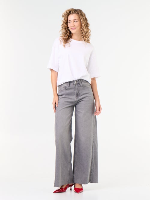 Wide Leg Jeans mit offener Kante - Kiabi