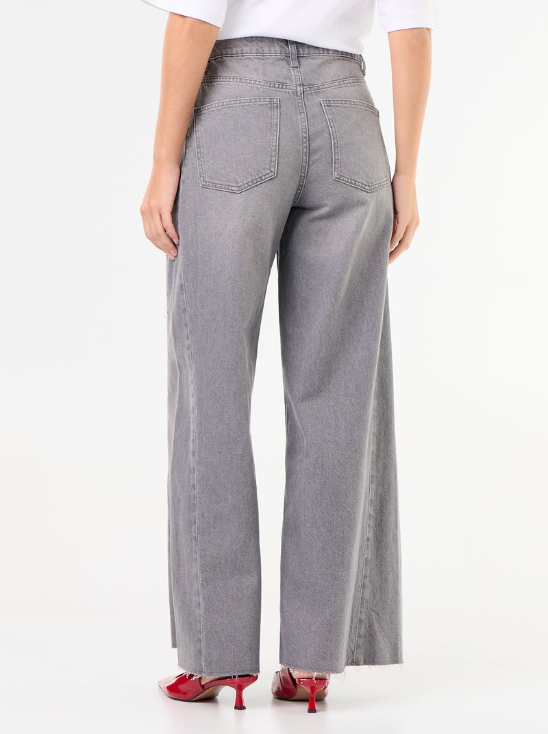 Wide Leg Jeans mit offener Kante Gris - Kiabi