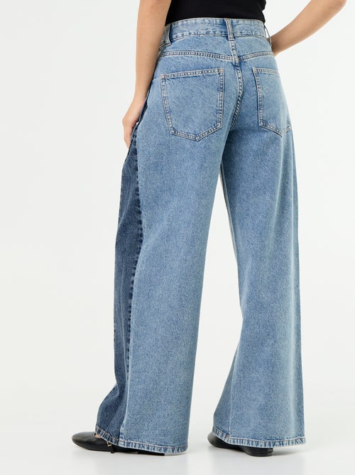Wide-Leg Jeans mit seitlichem Kontrast - Kiabi