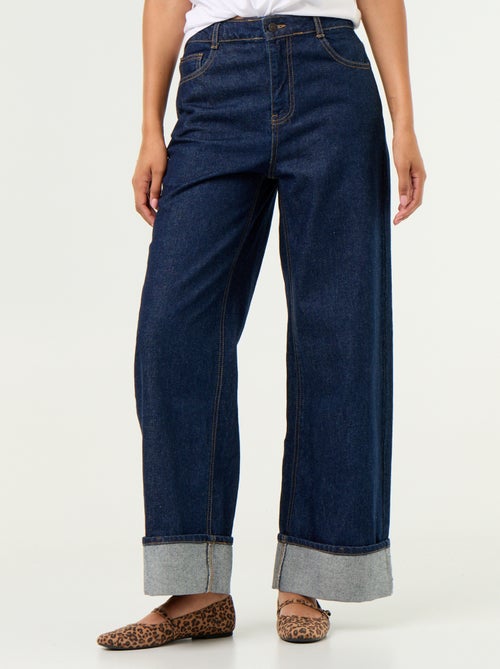 Wide-Leg-Jeans mit Umschlag am Saum - Kiabi Wide-Leg-Jeans mit Umschlag am Saum - Kiabi