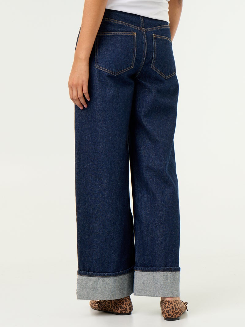 Wide-Leg-Jeans mit Umschlag am Saum Blau - Kiabi