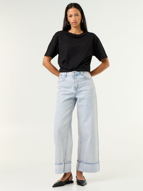 Wide-Leg-Jeans mit Umschlag am Saum - Kiabi Wide-Leg-Jeans mit Umschlag am Saum - Kiabi