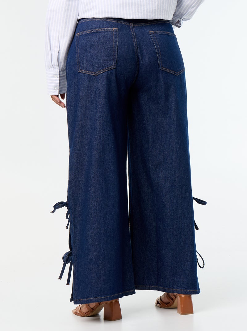Wide-Leg-Jeans mit verspielten Schleifen an den Seiten Blau - Kiabi