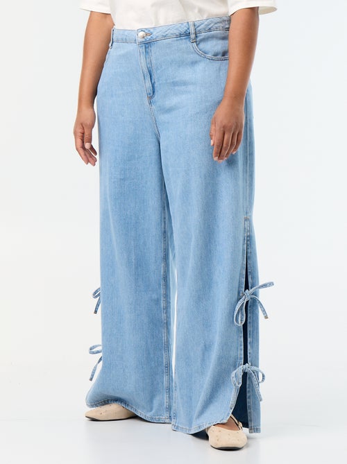 Wide-Leg-Jeans mit verspielten Schleifen an den Seiten - Kiabi Wide-Leg-Jeans mit verspielten Schleifen an den Seiten - Kiabi