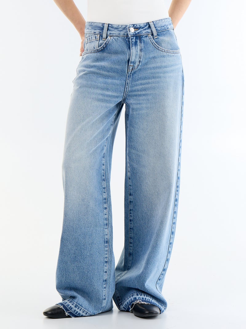Wide-Leg-Jeans mit Washed-Out-Effekt Blau - Kiabi