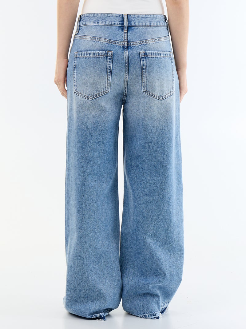 Wide-Leg-Jeans mit Washed-Out-Effekt Blau - Kiabi