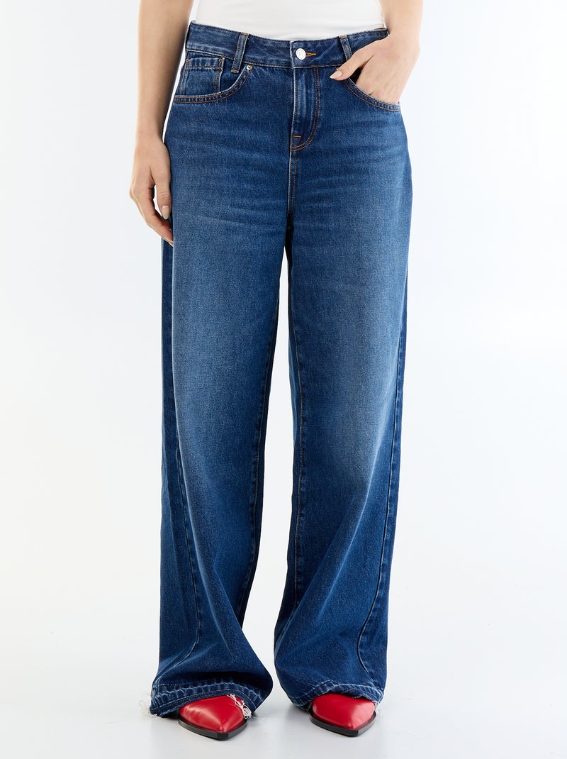 Wide-Leg-Jeans mit Washed-Out-Effekt Blau - Kiabi