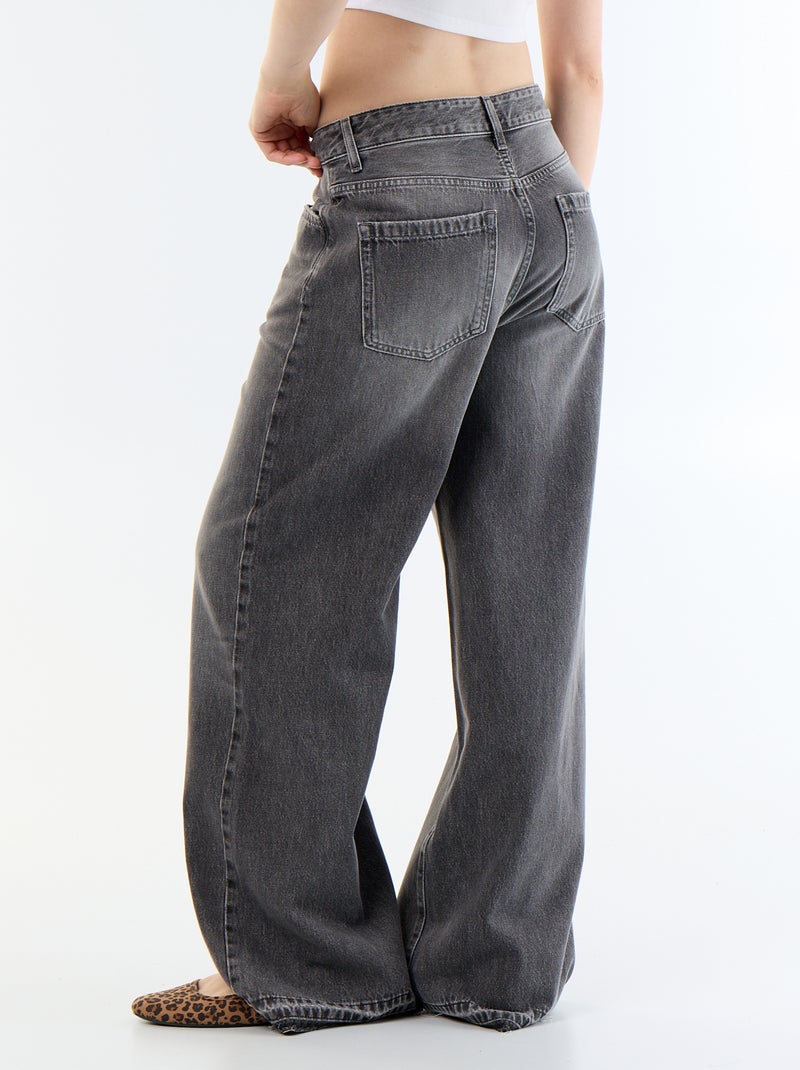 Wide-Leg-Jeans mit Washed-Out-Effekt Grau - Kiabi