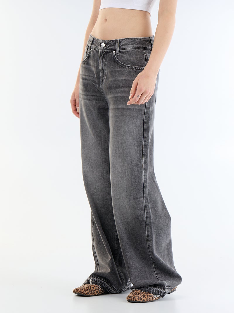 Wide-Leg-Jeans mit Washed-Out-Effekt Grau - Kiabi