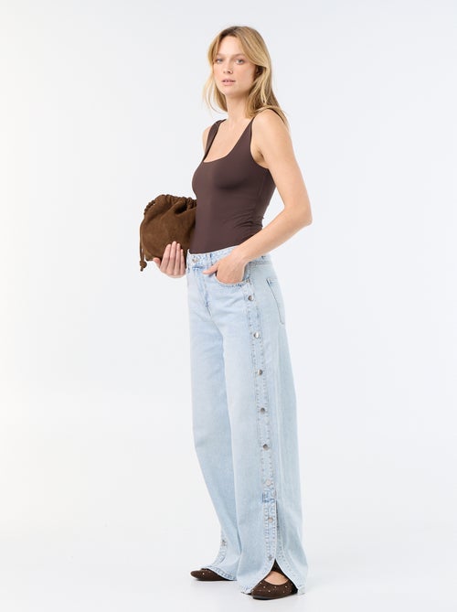 Wide-Leg-Jeans mit weitem Schnitt und Zierdruckknöpfen an den Seiten - Kiabi