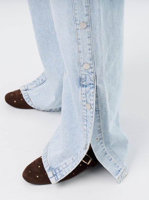 Wide-Leg-Jeans mit weitem Schnitt und Zierdruckknöpfen an den Seiten - Kiabi