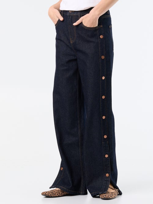 Wide-Leg-Jeans mit weitem Schnitt und Zierdruckknöpfen an den Seiten - Kiabi