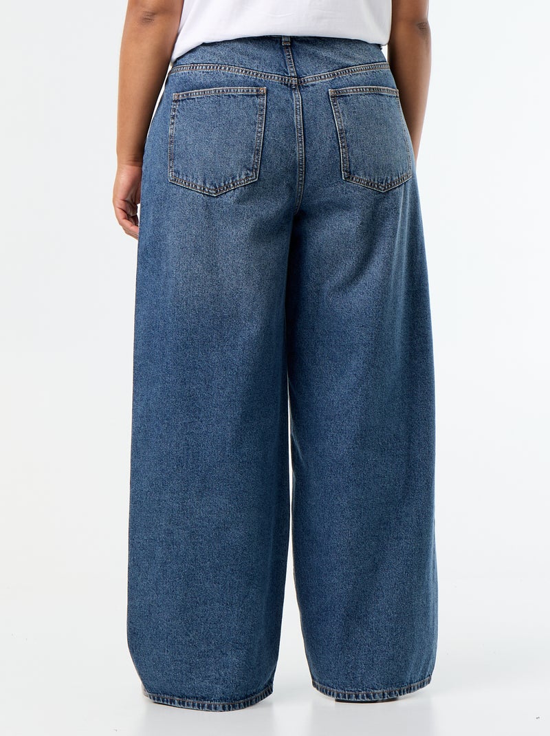 Wide-Leg-Jeans mit Zierausschnitten und Nieten Blau - Kiabi