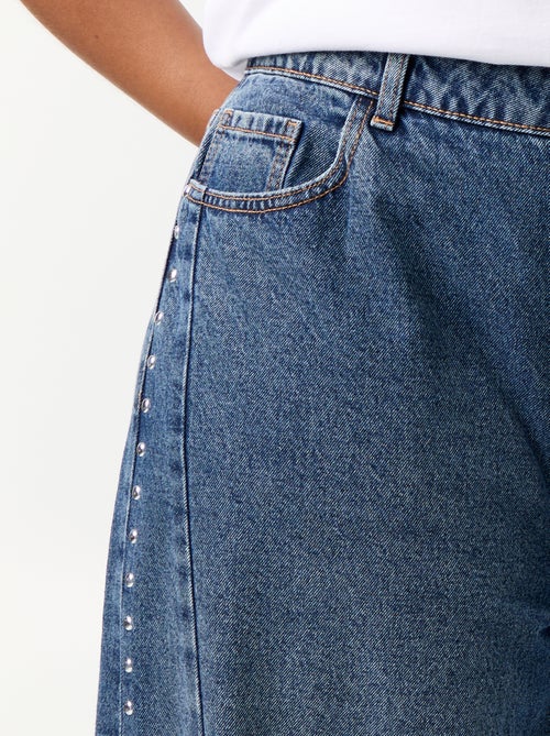 Wide-Leg-Jeans mit Zierausschnitten und Nieten - Kiabi