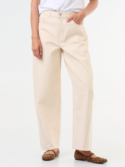 Wide Leg Jeans mit Ziernieten - Kiabi