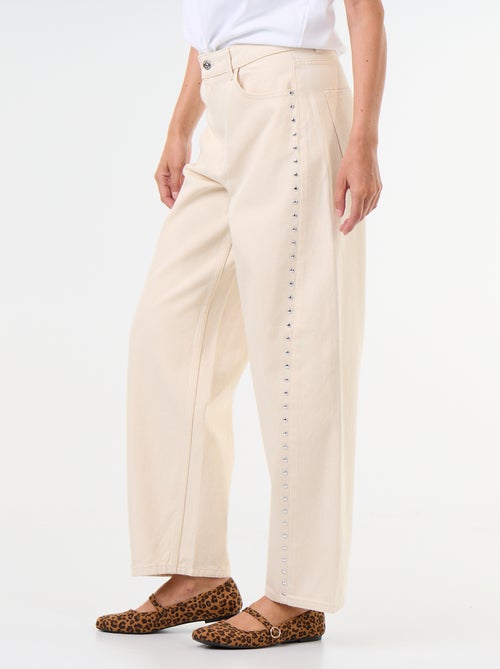 Wide Leg Jeans mit Ziernieten - Kiabi