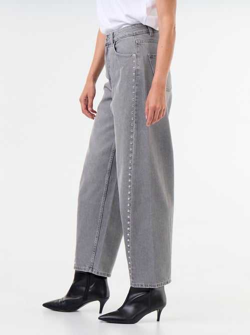 Wide Leg Jeans mit Ziernieten - Kiabi