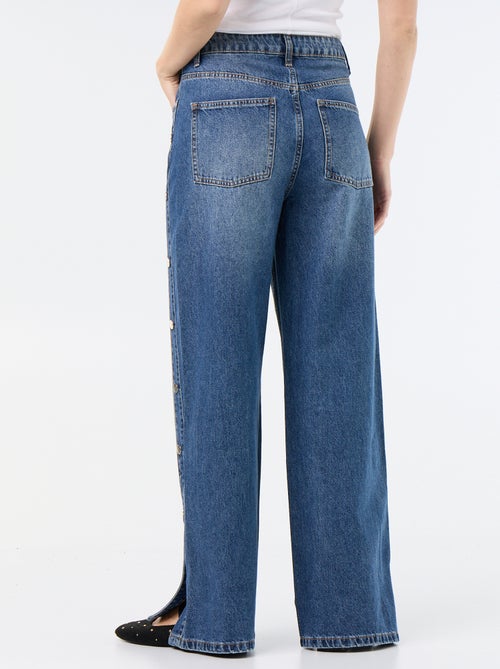 Wide-Leg-Jeans / weiter Schnitt mit Zierdruckknöpfen an den Seiten - Kiabi