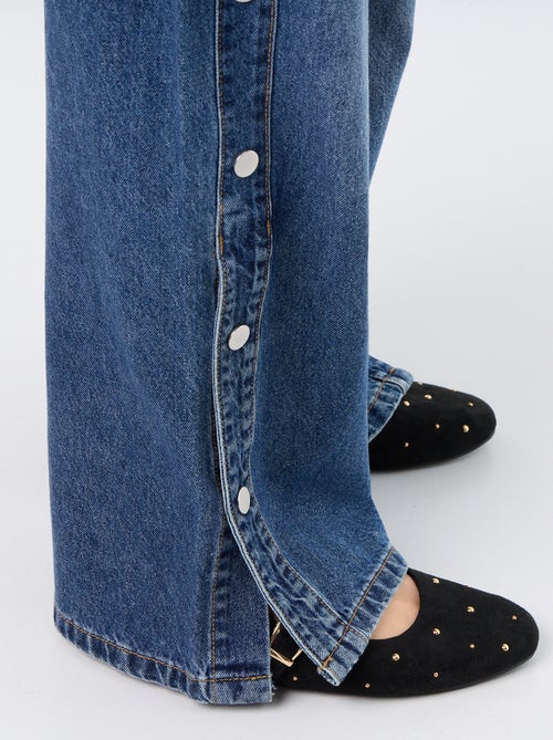 Wide-Leg-Jeans / weiter Schnitt mit Zierdruckknöpfen an den Seiten - Kiabi