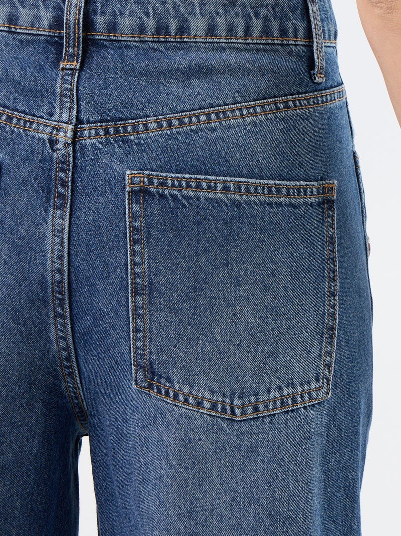 Wide-Leg-Jeans / weiter Schnitt mit Zierdruckknöpfen an den Seiten Blau - Kiabi