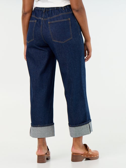 Wide-leg jeans with cuffed hem - Kiabi