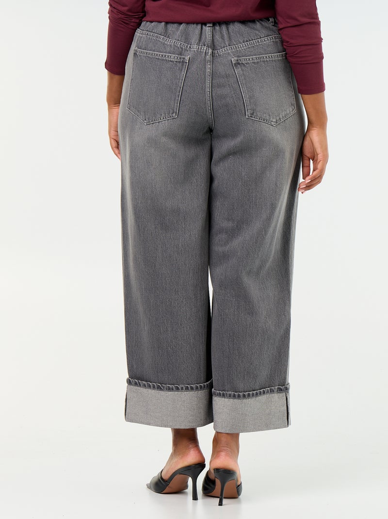 Wide-leg jeans with cuffed hem Grey - Kiabi