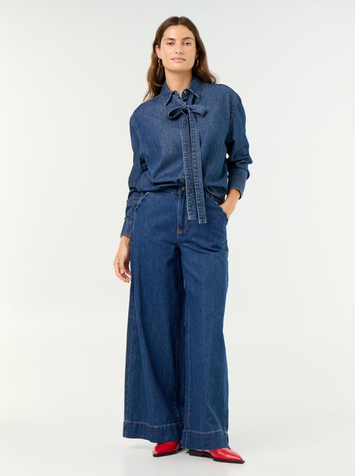 Wide leg jeans with cut-out pockets - Kiabi