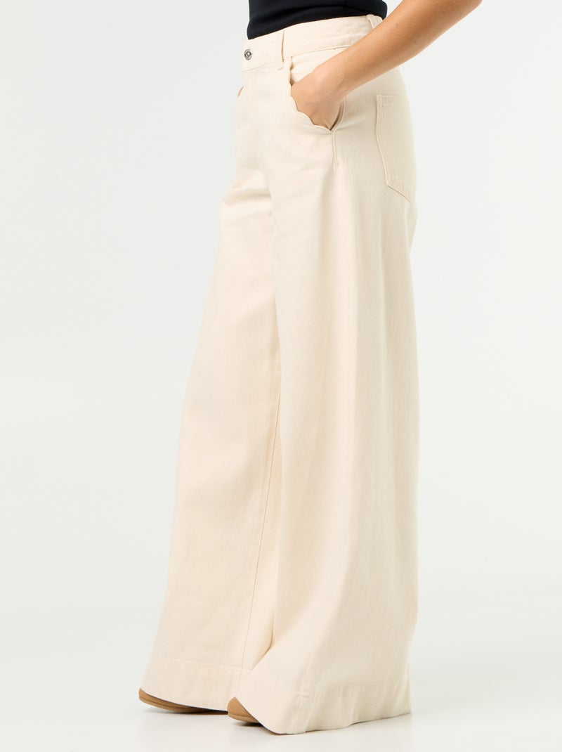 Wide leg jeans with cut-out pockets White - Kiabi