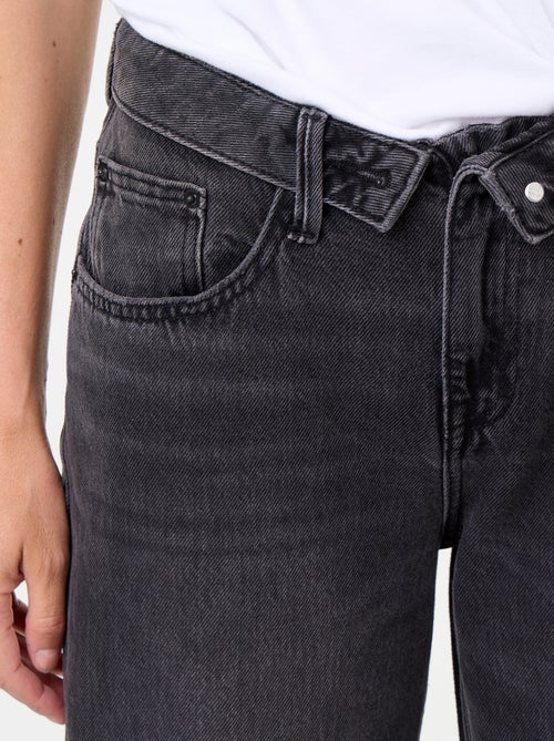 Wide-leg jeans with decorative belt - Kiabi