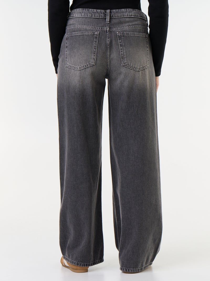 Wide-leg jeans with decorative belt Grey - Kiabi
