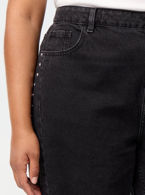 Wide Leg Jeans with Decorative Cut-outs and Studs - Kiabi