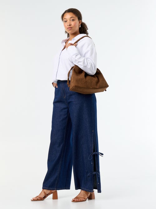 Wide-leg jeans with decorative side ties - Kiabi