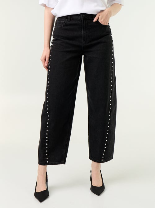 Wide-leg jeans with decorative studs - Kiabi Wide-leg jeans with decorative studs - Kiabi