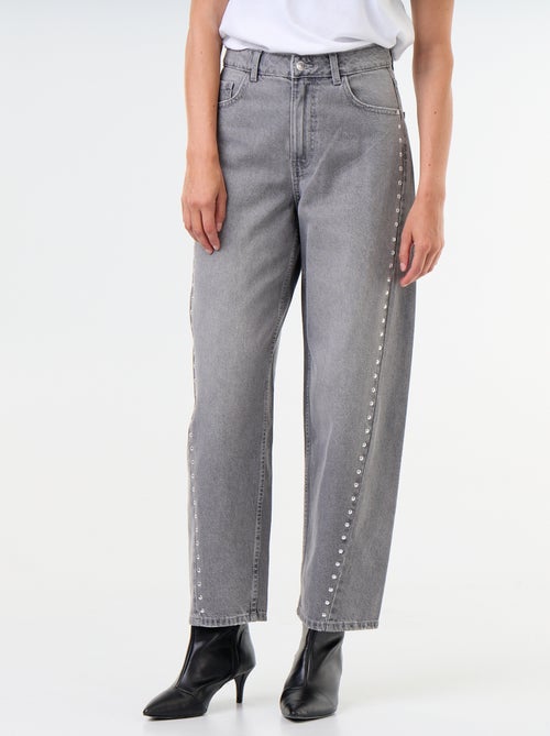 Wide-leg jeans with decorative studs - Kiabi