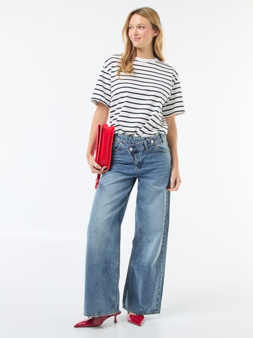 Wide Leg Jeans with Double Button Fastening - Kiabi
