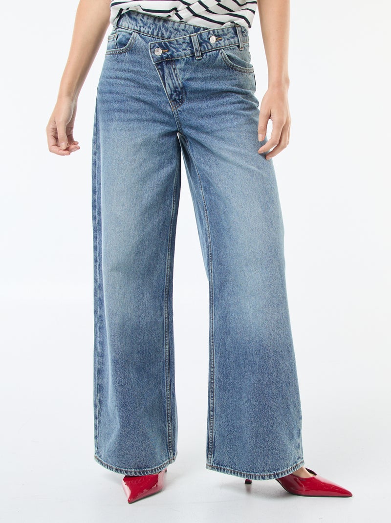 Wide Leg Jeans with Double Button Fastening Blue - Kiabi