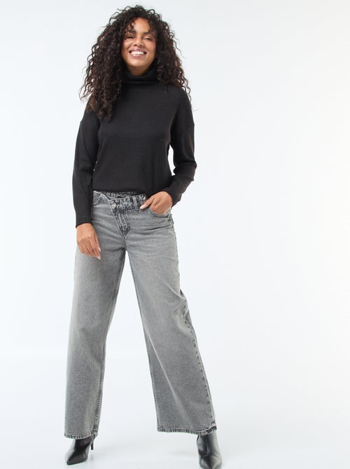Wide Leg Jeans with Double Button Fastening - Kiabi