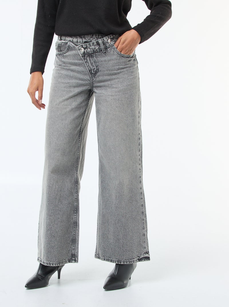 Wide Leg Jeans with Double Button Fastening Grey - Kiabi