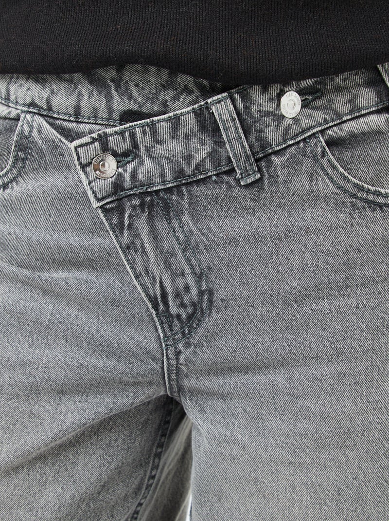 Wide Leg Jeans with Double Button Fastening Grey - Kiabi