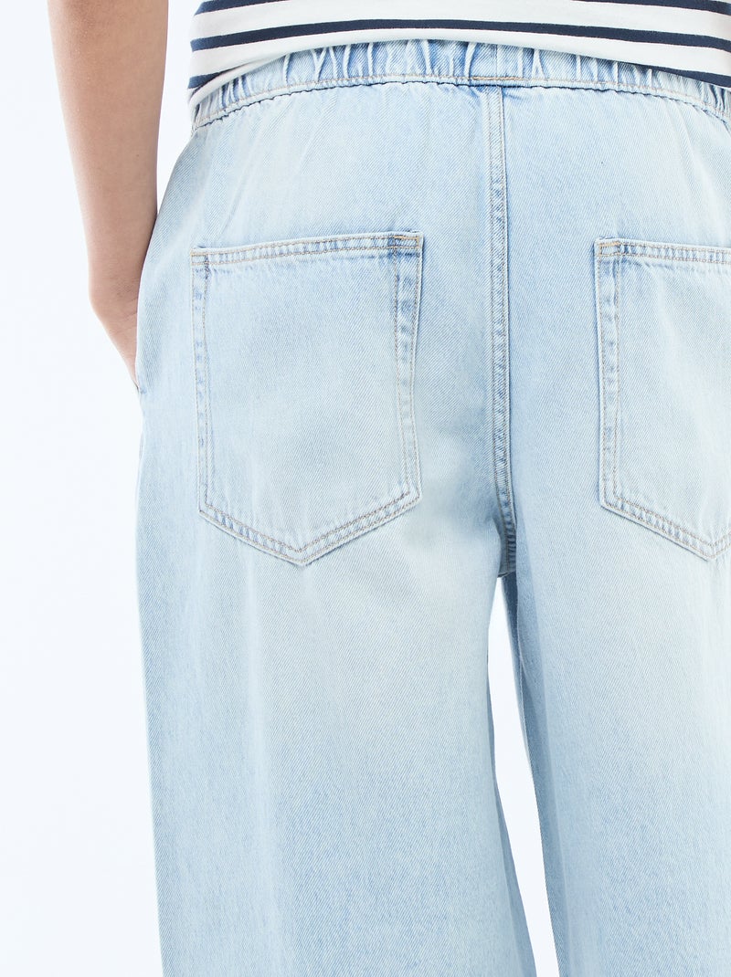 Wide Leg Jeans with Elasticated Waist Blue - Kiabi